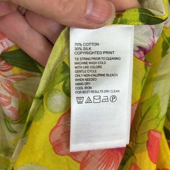 NWT Tommy Bahama silk blend happy hour yellow floral peasant top sz xl - Picture 8 of 10